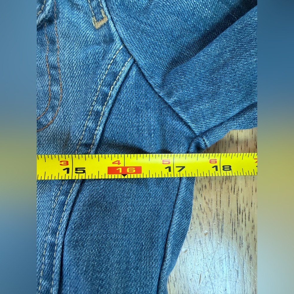 7 For All Mankind Women’s Small Blue Denim Jean Jacket Medium Wash Lined Trucker - Picture 12 of 13
